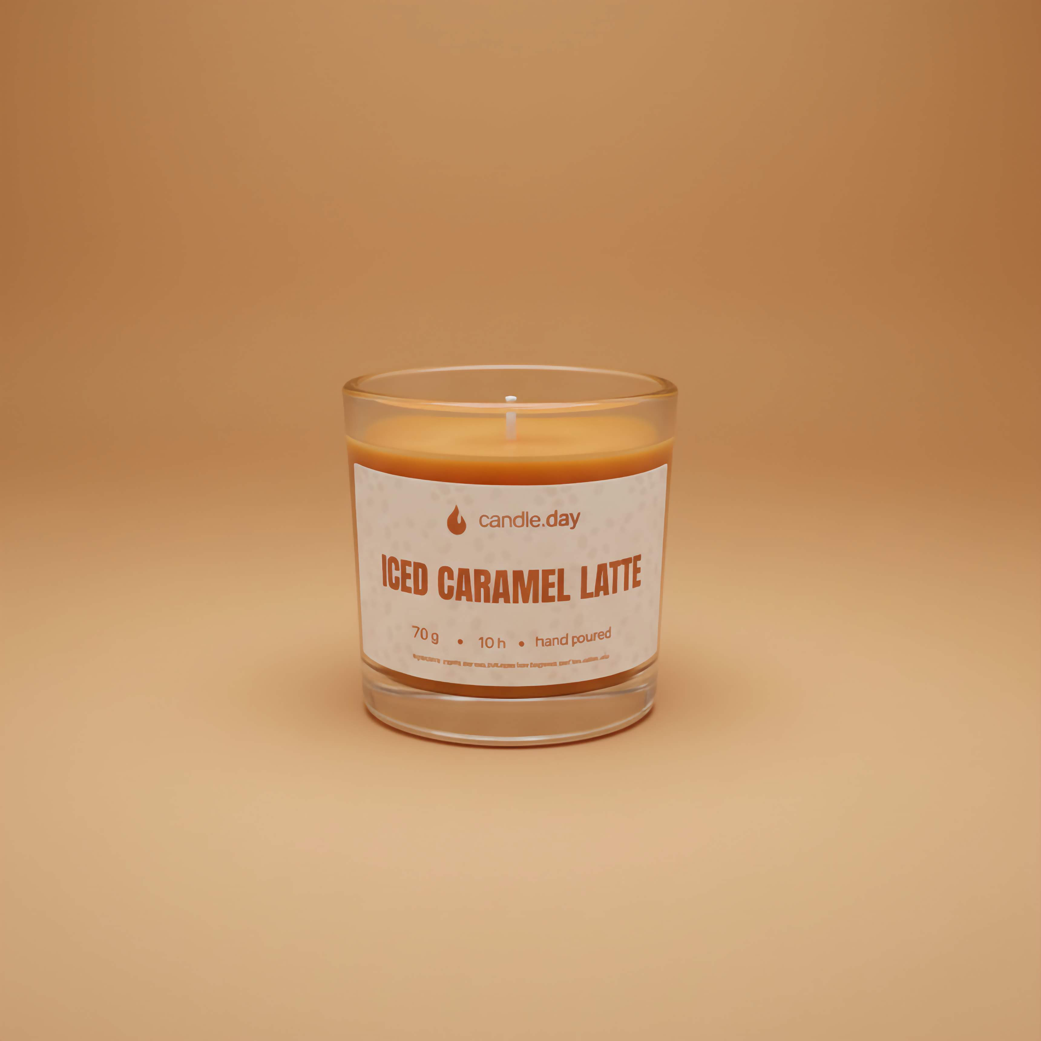 آيسد كاراميل لاتيه شمعة لاتيه قهوة 2.3oz (70ml) شمع صويا طبيعي، مُصبوب يدويًا — رائحة لاتيه، عطر القهوة والكريمة - شمعة معطرة للمنزل
